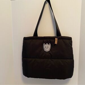 Pink Victoria's Secret Quilted Tote Bag Black With Crest Graphic New With Tags